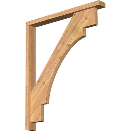 Merced Block Smooth Bracket W/ Offset Brace, Western Red Cedar, 3 1/2W X 32D X 38H